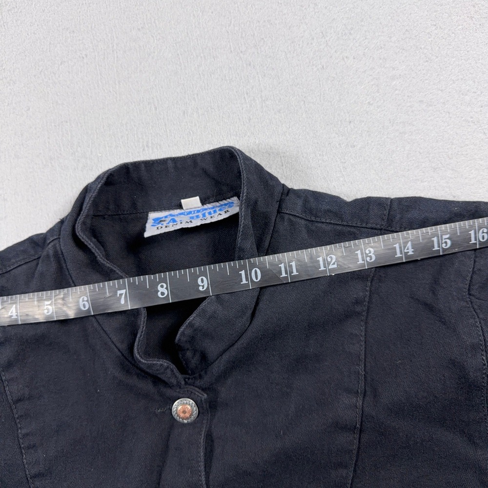 Vintage Denim Long Dress Women Medium Button Down Long Sleeve Black 90s Cottage - Picture 6 of 9